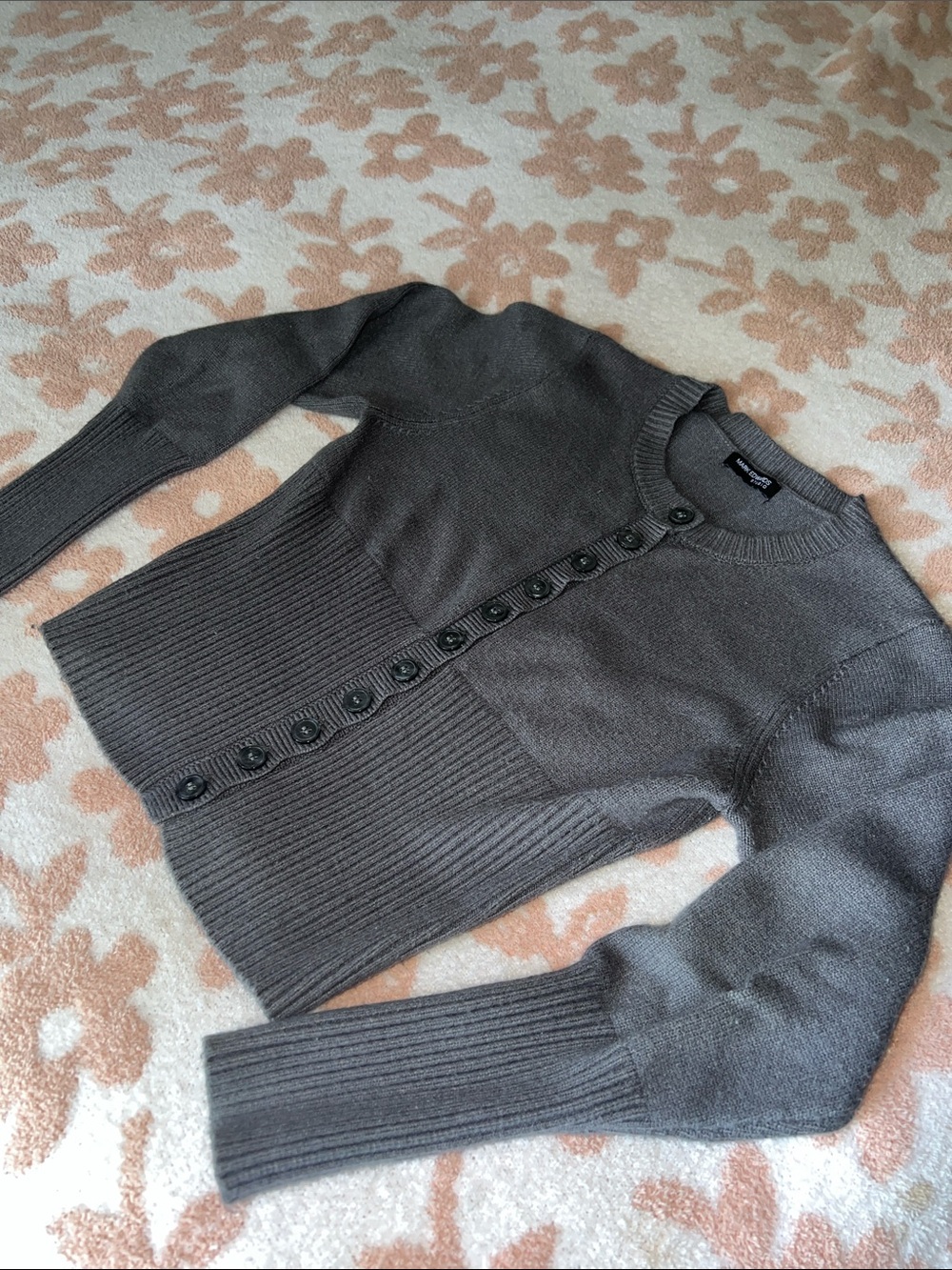 Classic Gray Button-Front Sweater Cardigan